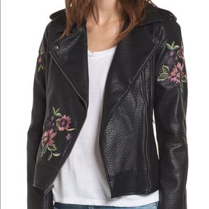 BB DAKOTA BAXLEY LEATHER JACKET MOTO FLORAL